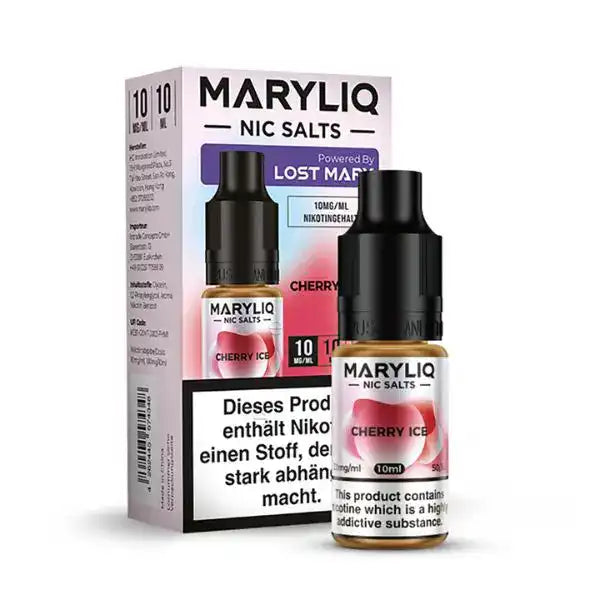 10ml Maryliq Cherry Ice mit 20 mg/ml nikotinstärke by Elf Bar mit Verpackung.