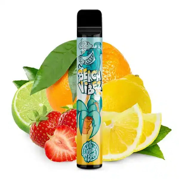 187 Beach Vibez Produktbild im Vape B2B Shop mit Erdbeeren, Zitronen, Orangen und Limetten im Hintergrund