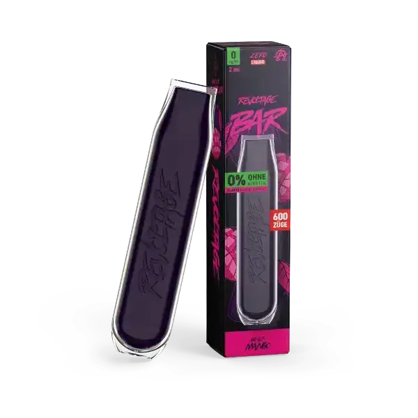 Revoltage Black Mango Nikotinfrei Produktbild mit Vape und Verpackung