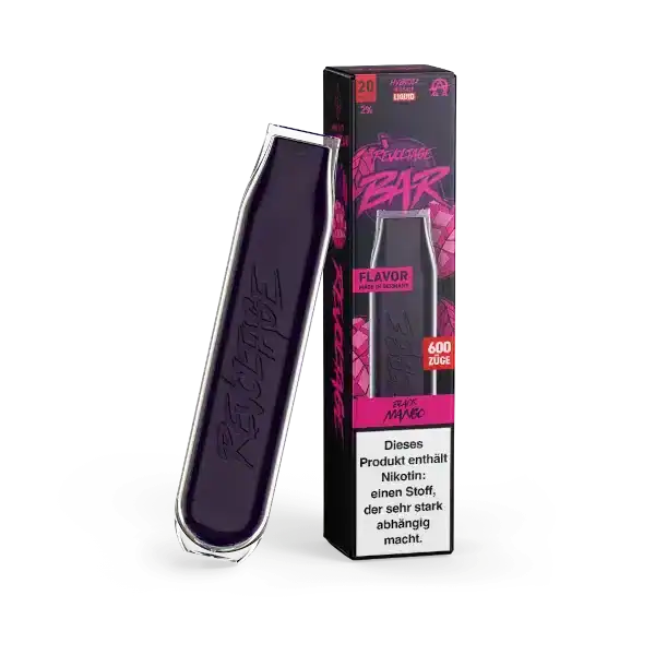 Revoltage Black Mango Produktbild mit Vape und Verpackung