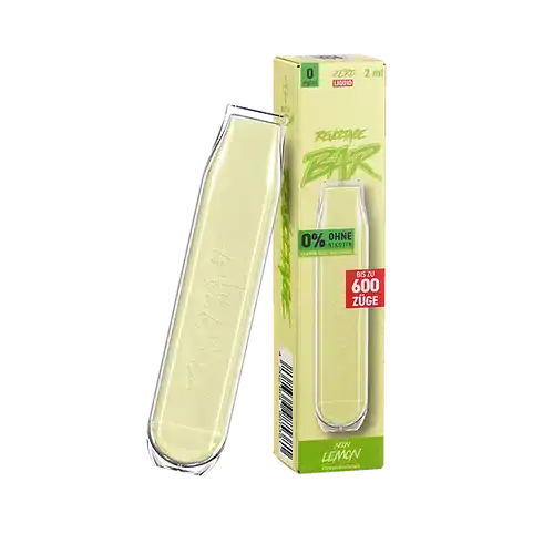 Bild mit Revoltage Neon Lemon nikotinfrei im Hintergrund ist die Vape.