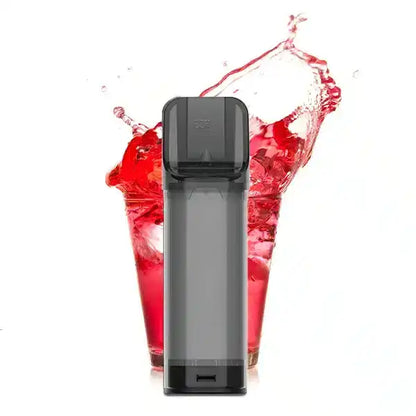 ELFA PODS Pink Lemonade als Produktbild mit roter Limonade im Hintergrund