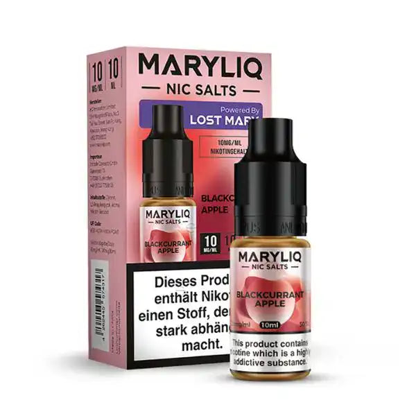 10ml Maryliq Blackcurrant Apple mit 20 mg/ml nikotinstärke by Elf Bar mit Verpackung.
