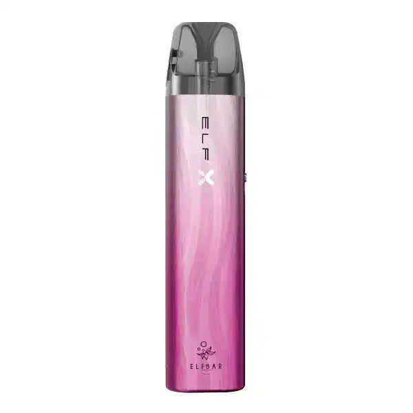 ELF Bar ELFX Vape Pen in schimmerndem Pink, schlankes und elegantes Design mit transparentem Mundstück, ideal für Dampfen unterwegs