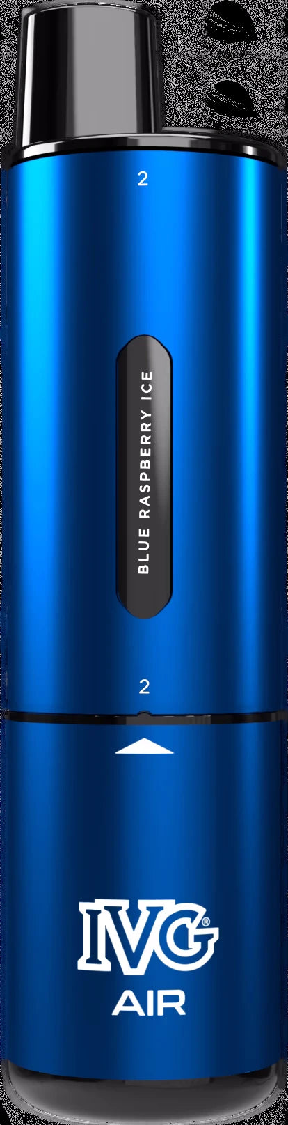 IVG Air 4 in 1 Basisgerät Blue mit "Blue Raspberry Ice" Pod-Anzeige und "IVG Air"-Logo.