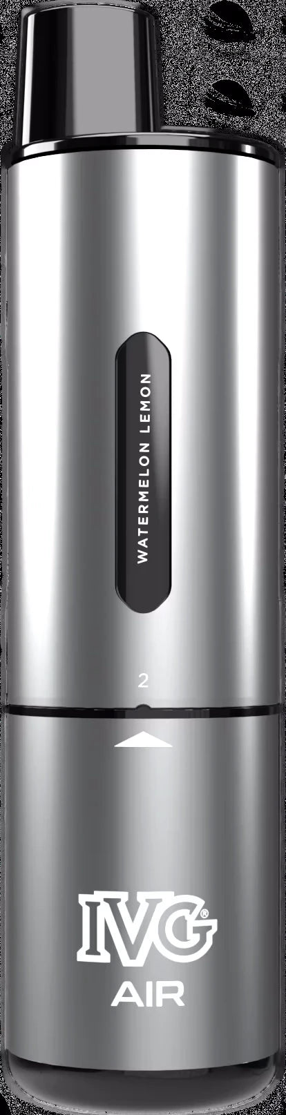 IVG Air 4 in 1 Basisgerät Silver: mit "Watermelon Lemon" Pod-Anzeige und "IVG Air"-Logo.