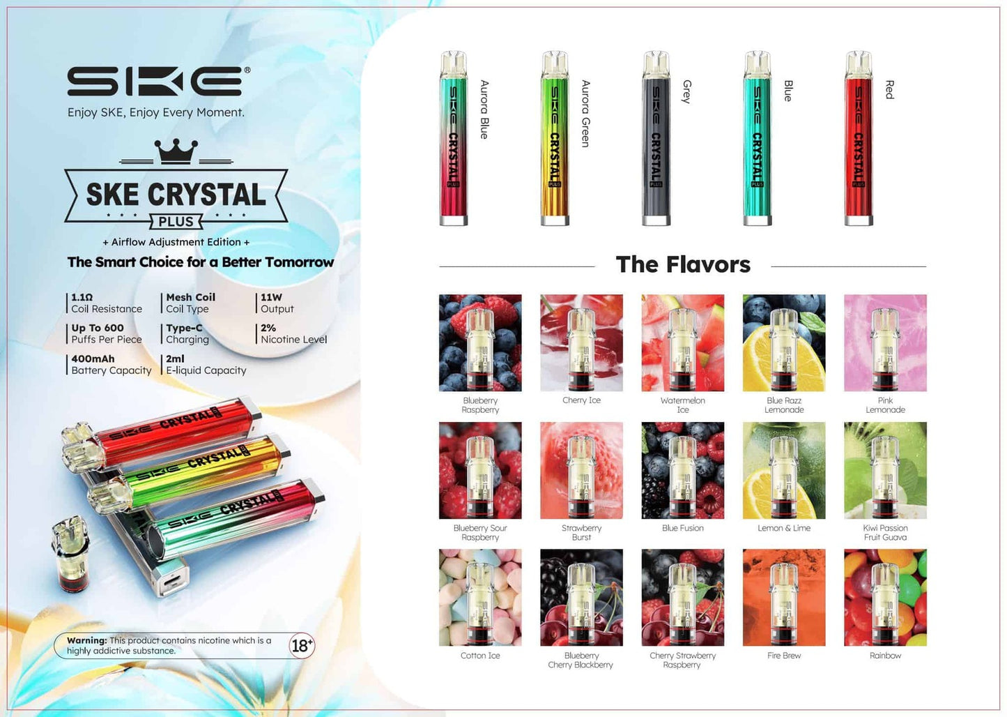 SKE Crystal Plus Max Basisgerät E-Zigarette 850 mAh Akku