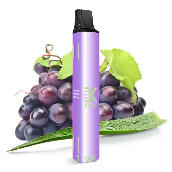 Klik Klak Aloe Grape Produktbild mit Traube und Aloe Vera im Hintergrund