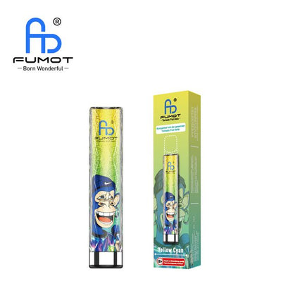 Fumot Tornado Pod Akku in Yellow Cyan mit Affen-Grafik und Verpackung. Kompatibel mit der Tornado Pod Serie.