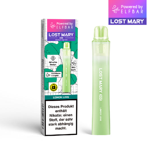 Lost Mary 800 Einweg E-Zigarette Lemon Lime mit Zitronen- und Limetten-Geschmack und 20 mg/ml Nikotinsalz.