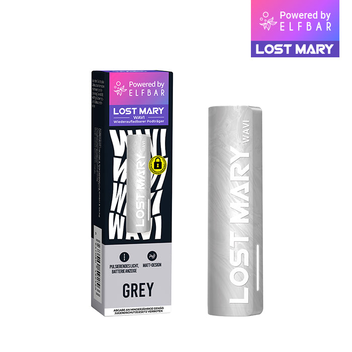 Lost Mary Wavi Basisgerät Grey wiederaufladbarer Podträger für Lost Mary Wavi Pods mit grauem Design.