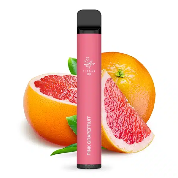 Elfbar Pink Grapefruit Produktbild mit aufgeschnittener Grapefruit im Hintergrund