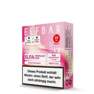 ELFA PODS Strawberry Ice Cream Verpackung der Prefilled Pods abgebildet
