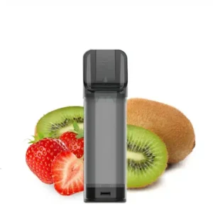 ELFA Strawberry Kiwi Pods Produktbild mit aufgeschnittener Kiwi und Erdbeeren im Hintergrund