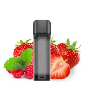 ELFA PODS Strawberry Raspberry Produktbild mit Erdbeere und Himbeere im Hintergrund