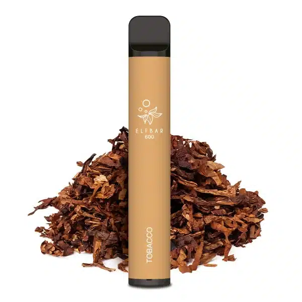 Elfbar Tobacco Produktbild mit Tabak im Hintergrund