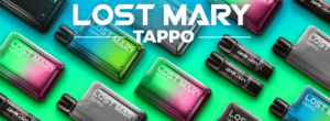 Bild mit Lost Mary Tappo im Hintergrund sind die verschiedenen Basisgeräte.
