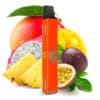 Klik Klak Tropical Fruit Produktbild mit tropischen Früchten im Hintergrund