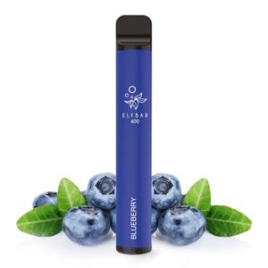Bild mit Elfbar 600 Blueberry Nikotinfrei im Hintergrund sind Blaubeeren.