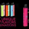 xklusive XEK E-Zigaretten in verschiedenen Geschmacksrichtungen, darunter Aloe Grape, Super Sour und Watermelon, mit einer Anzeige von 55 einzigartigen Geschmacksrichtungen.