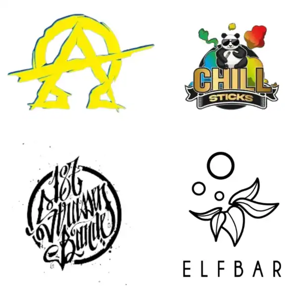 Bild mit Marken die E-Zigaretten nikotinfrei vertreiben.