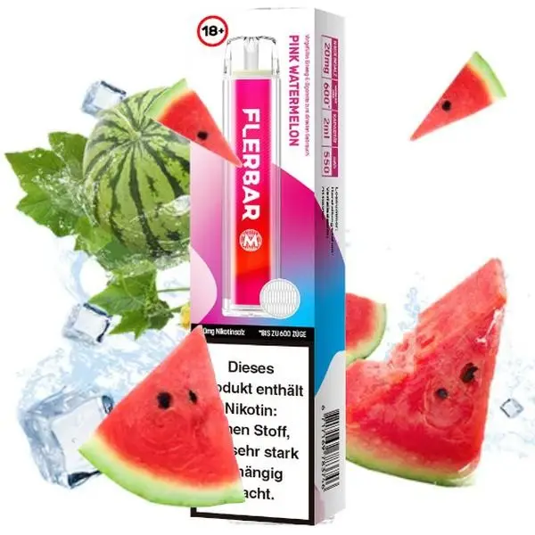 Entdecke jetzt Flerbar Pink Watermelon und erlebe die perfekte Harmonie des süßen Wassermelonengeschmacks kombiniert mit einer erfrischenden Kühle in jedem Atemzug!