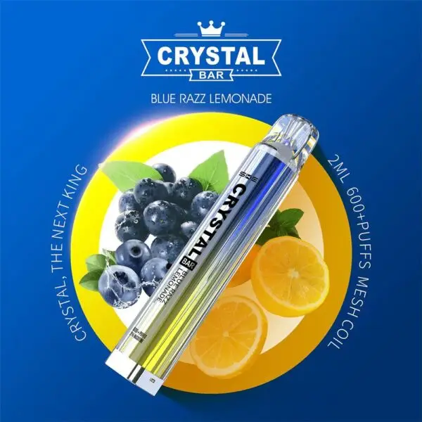 Entdecken Sie jetzt Crystal Bar Blue Razz Lemonade und erleben Sie die perfekte Kombination aus Blaubeeren und Zitronenlimonade!