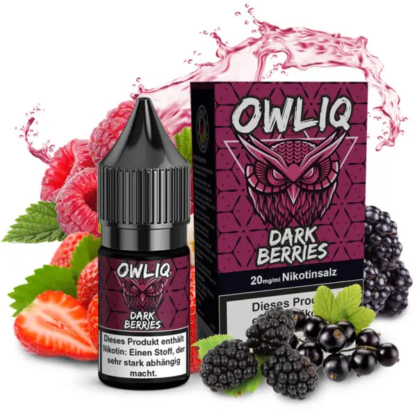 Entdecke mit dem OWLIQ Dark Berries Liquid eine aufregende Kombination aus verschiedenen dunklen Beeren, die dir mit ihrem süßen und saftigen Geschmack ein unvergleichliches Dampferlebnis bieten.