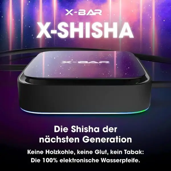 X Bar Shisha To Go in Lila. Shisha Ohne Kohle, 100% elektronische Wasserpfeife