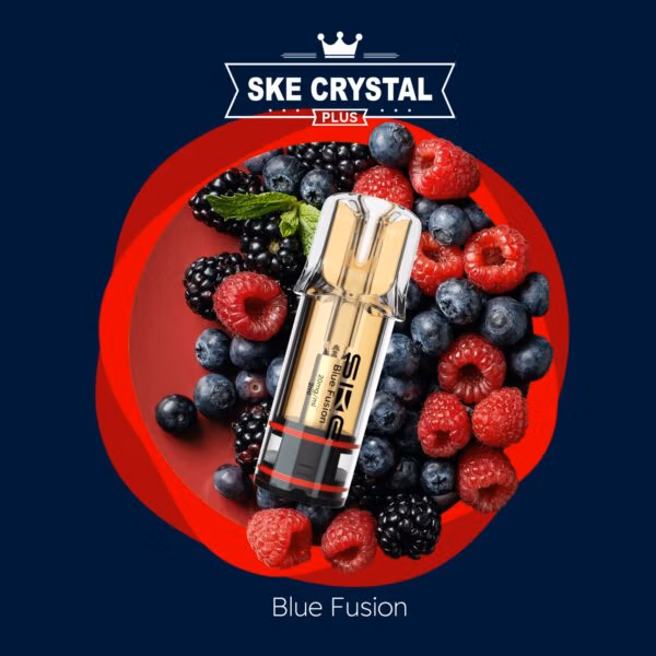 SKE Crystal Plus Pod – Geschmack Blue Fusion mit intensiver Beerenmischung aus Blaubeere, Himbeere und schwarzer Johannisbeere