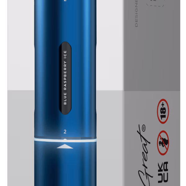 IVG Air 4 in 1 Basisgerät Blue: Blauer Vape-Pen mit austauschbaren Pods, verpackt in einer weißen und grauen Schachtel mit "4in1"-Aufdruck und Nikotinwarnhinweis.