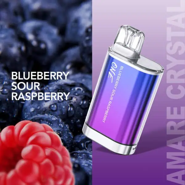 Amare Crystal One Einweg E-Zigarette – Sorte Blueberry Sour Raspberry mit kräftigem Beerenmix und säuerlicher Note