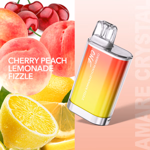 Amare Crystal One Einweg E-Zigarette – Geschmack Cherry Peach Lemonade mit fruchtiger Kirsche, saftigem Pfirsich und spritziger Zitronenlimonade für ein ausgewogen süß-säuerliches Dampferlebnis