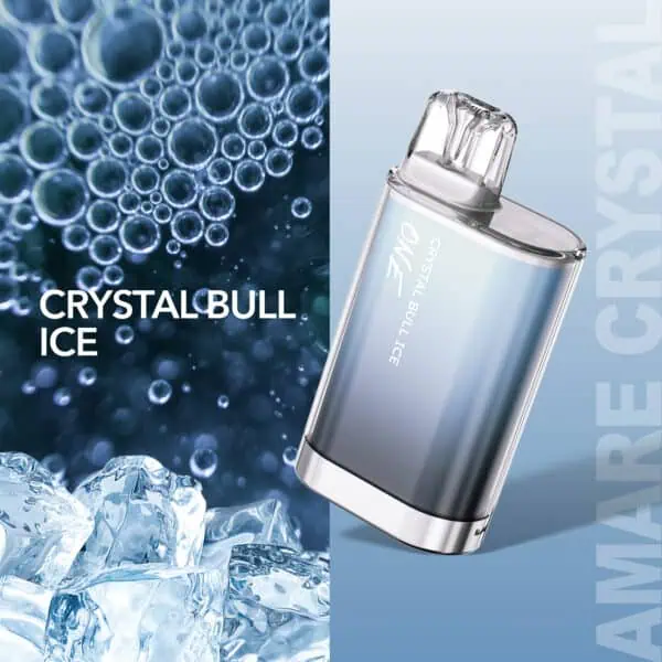 Amare Crystal One Einweg E-Zigarette – Geschmack Crystal Bull Ice mit dem typischen Energy-Drink-Aroma und einer kühlen Ice-Note für ein belebendes Dampferlebnis