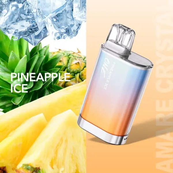 Amare Crystal One Einweg E-Zigarette – Geschmack Pineapple Ice mit süß-saftigem Ananasaroma und erfrischender Ice-Note für kühlen Fruchtgenuss