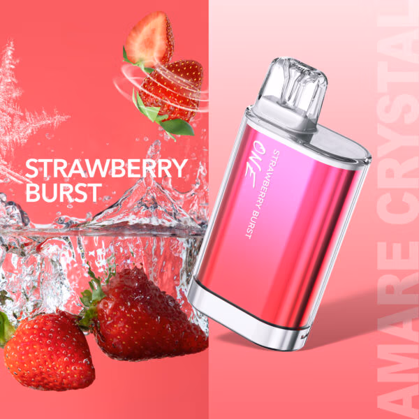 Amare Crystal One Einweg E-Zigarette – Geschmack Strawberry Burst mit intensivem Erdbeeraroma und einer fruchtig-frischen Note für vollen Genuss