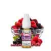 Flasche Elfliq Mix Berries Liquid mit 20 mg/ml Nikotingehalt vor einer Schale aus frischen Waldbeeren wie Himbeeren, Brombeeren und Johannisbeeren – aromatischer Fruchtmix für intensives Dampfen.