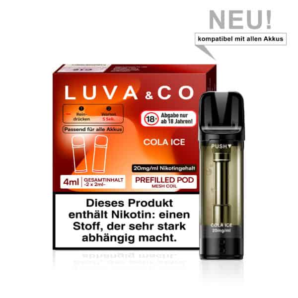 Lovesticks LUVA & CO Cola Ice Pod – spritziger Cola‑Geschmack mit erfrischender Ice‑Note, 20 mg/ml, 2‑er Pack