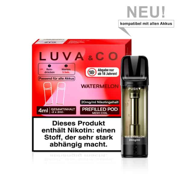 LUVA & CO Watermelon Pod – saftige Wassermelone, 20 mg/ml Nikotin, 4 ml vorgefüllt