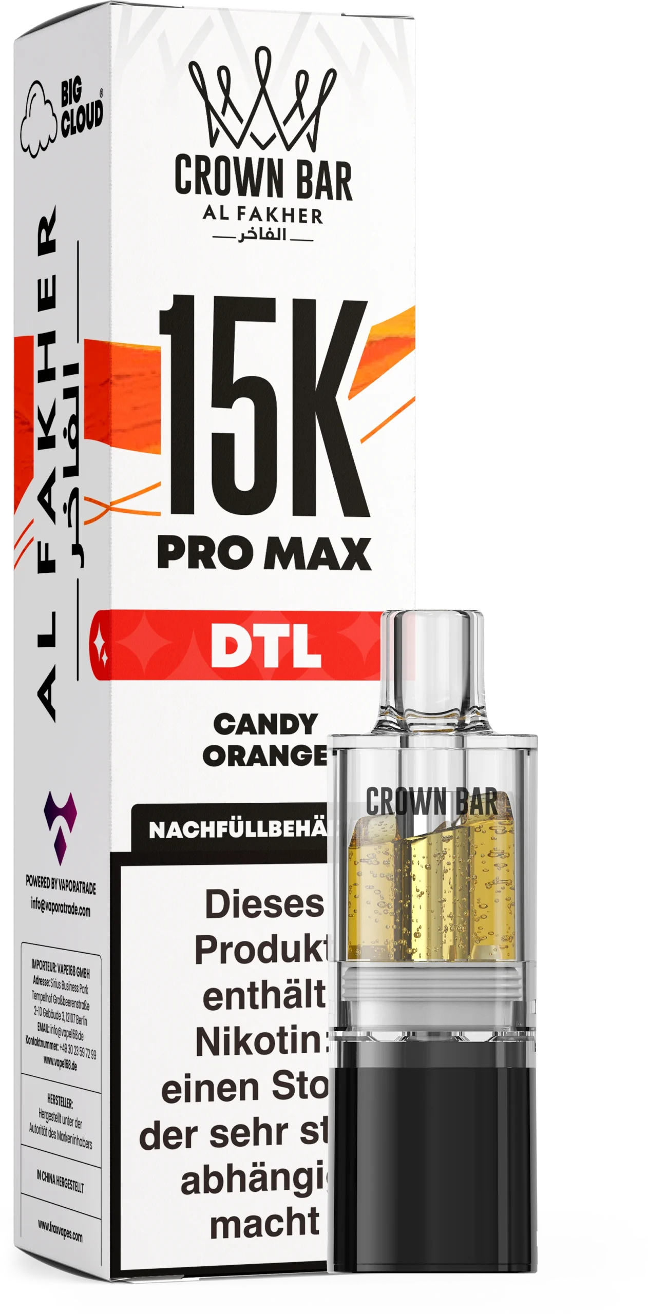 Al Fakher 15K Pro Max DTL Pod – Candy Orange 6 mg Nikotin