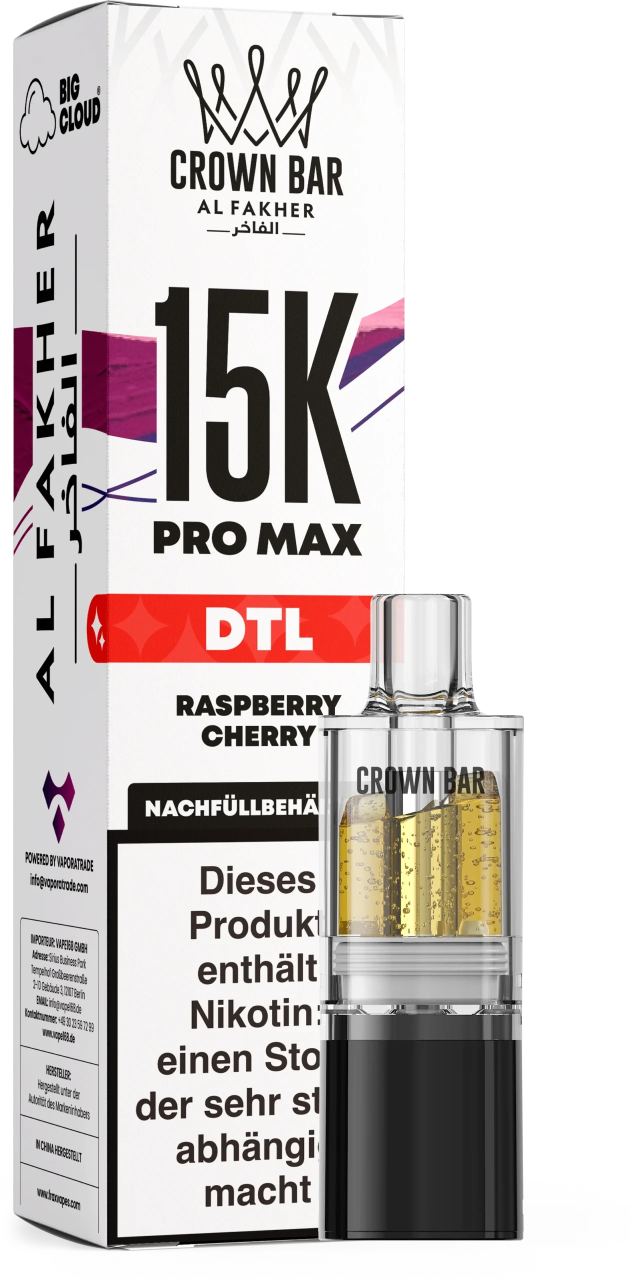 Al Fakher 15K Pro Max DTL Pod – Raspberry Cherry 6 mg Nikotin